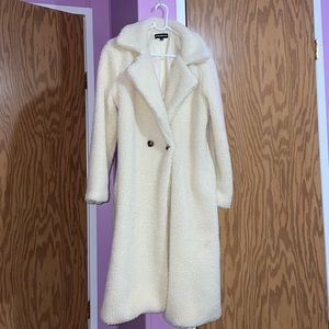 Cream faux Sherpa coat button coat